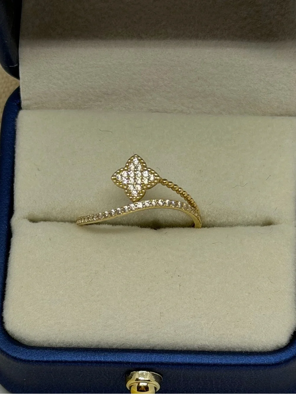 ✨ 14K Solid Gold CZ Dainty Ring – Size 8